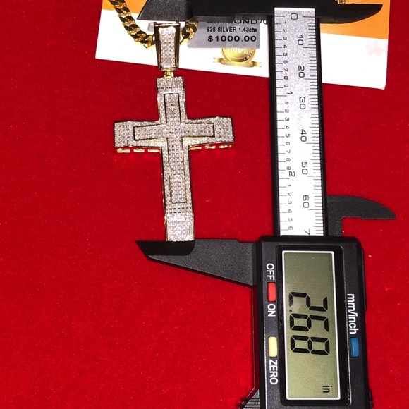 Real diamond large cross, custom genuine diamond cross pendant, free appraisal - Picture 5 of 8